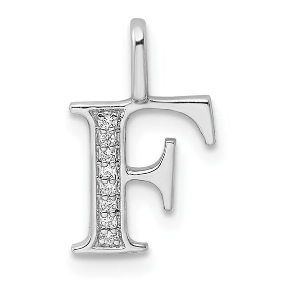 Kazi Luxury 14K White Gold Diamond Letter F Initial Pendant